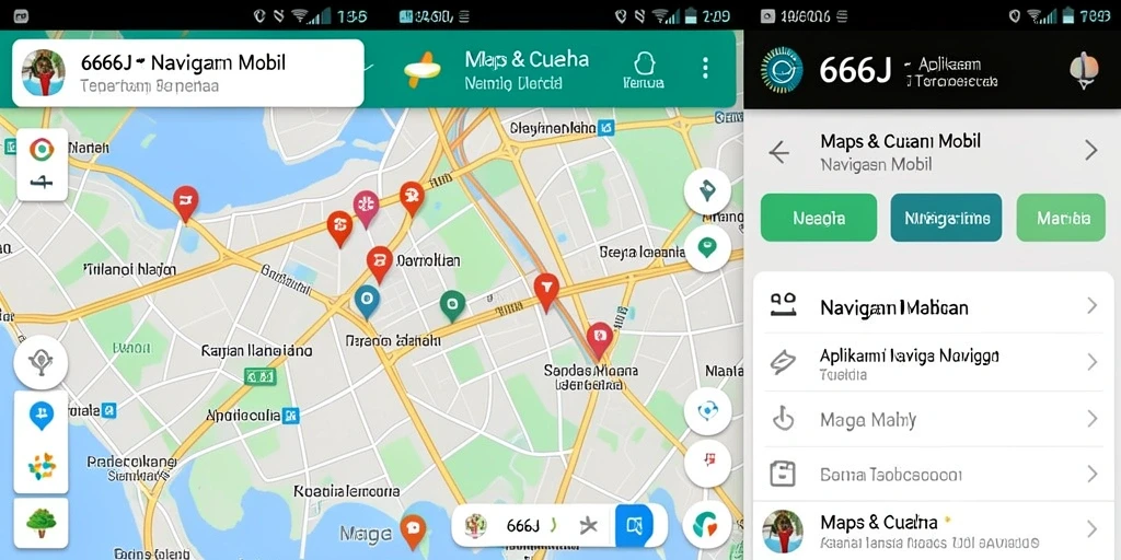 Antarmuka sederhana dan fungsional dari aplikasi Navigasi Mobil 666J.