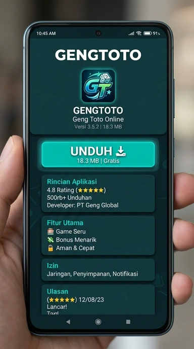 Tampilan halaman APK gengtoto